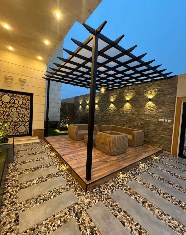 تكسيات وخشب باركية #تنسيق حدائق زهرة الابداع #تنسيق حدائق… (1)